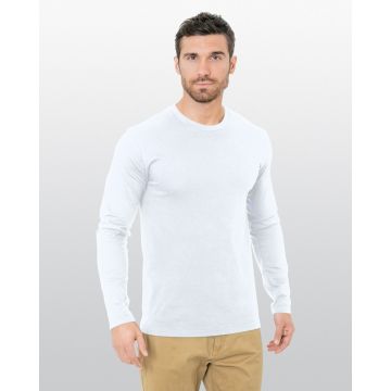Bayside BA9550 Unisex Fine Jersey Long-Sleeve Crew T-Shirt - WHITE