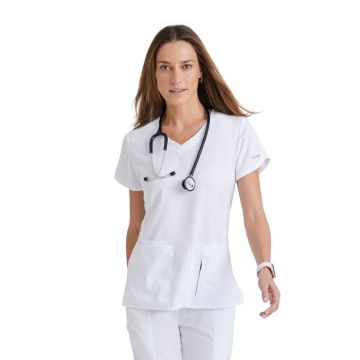 Grey's Anatomy 41423 Women's Four-Pocket V-Neck Cora Scrub Top - White