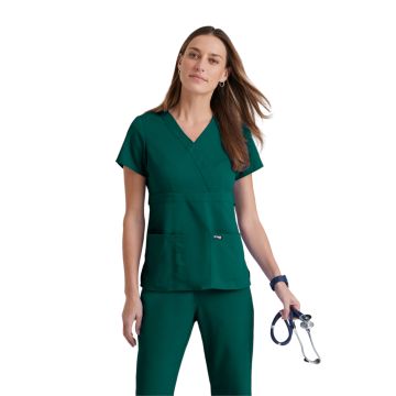 Grey's Anatomy 4153 Women's Two-Pocket Mock Wrap Riley Scrub Top