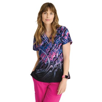 Barco 5107 Women's Four-Pocket V-Neck Thrive Print Scrub Top