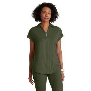 Barco BOT210 Women's Two-Pocket Zip-Neck Engage Scrub Top