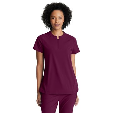 Barco BOT216 Women's Two-Pocket Banded Zip-Collar Flux Scrub Top