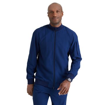 Barco BOW883 Men's Three-Pocket Zip-Up Amplify Warm-Up Scrub Jacket