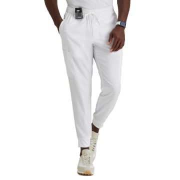 Barco BUP602 Men's Six-Pocket Zip-Fly Rally Jogger Scrub Pant - White