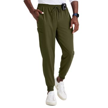 Barco BUP602 Men's Six-Pocket Zip-Fly Rally Jogger Scrub Pant - Olive