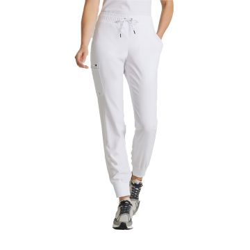 Barco BUP647 Women's Five-Pocket Rib Knit Cuff Union Jogger Scrub Pant - White