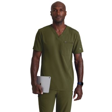 Barco BUT153 Men's Three-Pocket V-Neck Rally Scrub Top - Olive