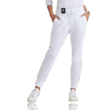 Grey's Anatomy GRP534 Women's Five-Pocket Mid-Rise Kira Jogger Scrub Pant - White