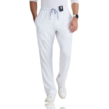 Grey's Anatomy GRP558 Men's Five-Pocket Zip-Fly Evan Scrub Pant - White