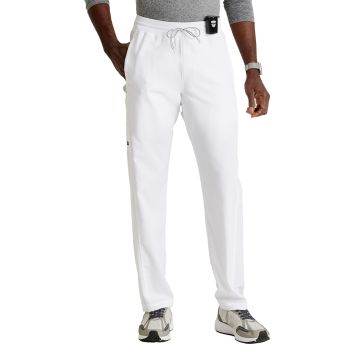 Grey's Anatomy GRSP617 Men's Six-Pocket Straight leg Hudson Scrub Pant - White