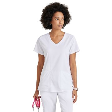 Grey's Anatomy GRST045 Women's Three-Pocket V-Neck Serena Scrub Top - White