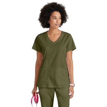 Grey's Anatomy GRST045 Women's Three-Pocket V-Neck Serena Scrub Top - Olive