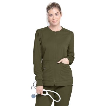 Grey's Anatomy GRSW017 Women's Three-Pocket Millie Warm-Up Jacket - Olive