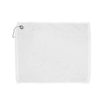 Carmel Towel Company C1625GH Golf Towel with Grommet and Hook - WHITE