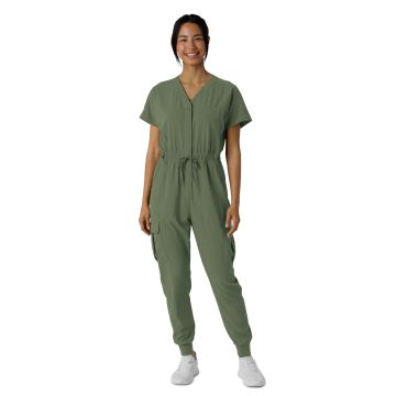 Wink 3234 Women's Seven-Pocket Cargo Jogger Jumpsuit - Olive