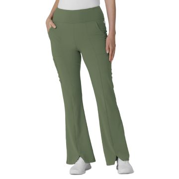 Wink 5534 Women's Seven-Pocket Front Slit Flare Pant - Olive