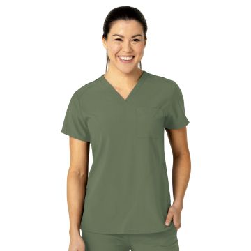 Wink 6045 Women's Three-Pocket Flex-N-Reach V-Neck Top - Olive