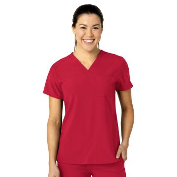 Wink 6045 Women's Three-Pocket Flex-N-Reach V-Neck Top - Red