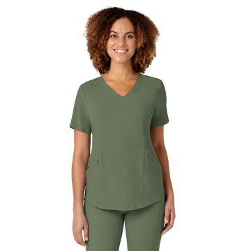Wink 6134 Women's Four-Pocket V-Neck Top - Olive