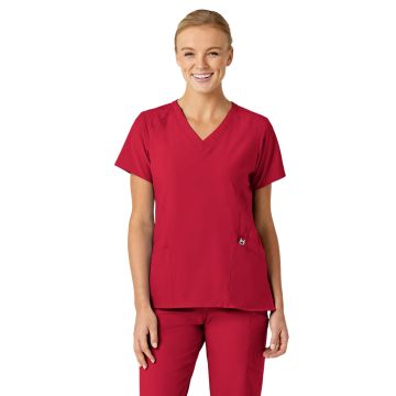 Wink 6155 Women's Five-Pocket V-Neck Top - Red