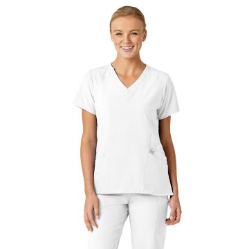 Wink 6155 Women's Five-Pocket V-Neck Top - White