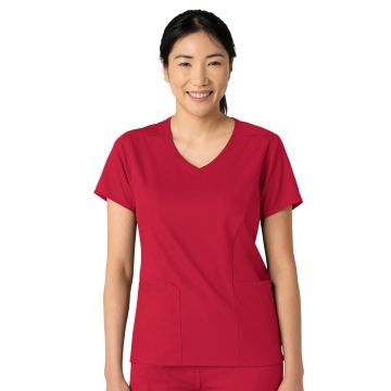 Wink 6251 Women's 2-Pocket V-Neck Top - Red