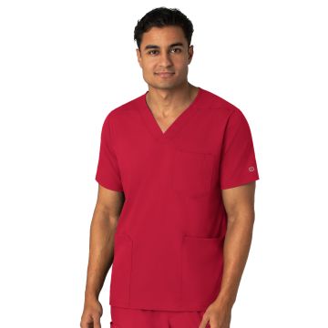 Wink 6351 Men's Four-Pocket V-Neck Top - Red