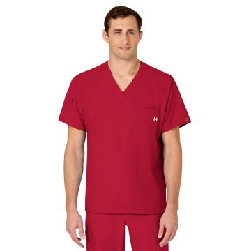 Wink 6355 Men's Six-Pocket V-Neck Top - Red