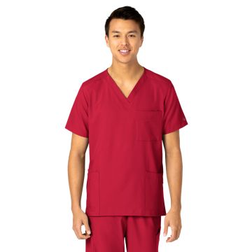 Wink 6855 Unisex 4-Pocket V-Neck Top - Red