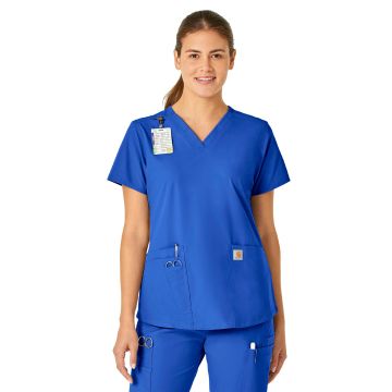Carhartt Scrubs C12113 Women's Five-Pocket Modern Fit V-Neck Top - Royal