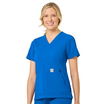 Carhartt Scrubs C12237 Women's Modern Fit 4-Pocket V-Neck Top - Royal