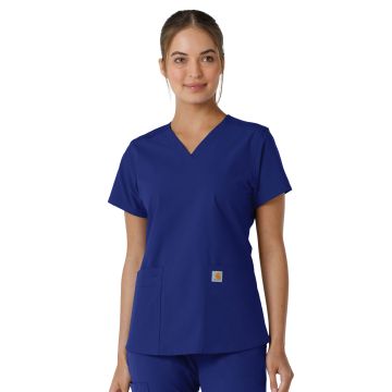 Carhartt Scrubs C12313 Women's Four-Pocket V-Neck Knit Panel Top