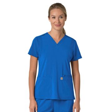 Carhartt Scrubs C13210 Women's Three-Pocket Flex Panel V-Neck Top - Royal