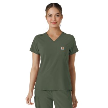 Carhartt Scrubs C13410 Women's One-Pocket Tuck-In Top - Olive
