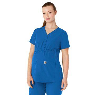 Carhartt Scrubs C14113 Women's Four-Pocket Henley Maternity Top - Royal
