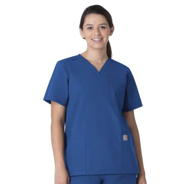 Carhartt Scrubs C15013 Unisex Seven-Pocket Modern Fit V-Neck Top - Royal