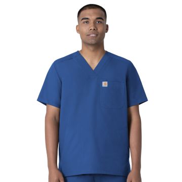 Carhartt Scrubs C16113 Men's Four-Pocket Modern Fit V-Neck Top - Royal