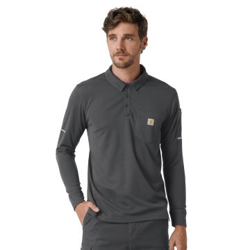Carhartt Scrubs C16129 Men's Three-Pocket Heavyweight Long Sleeve Polo Scrub Top