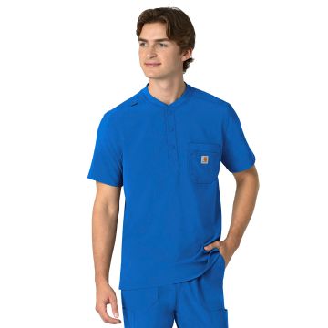 Carhartt Scrubs C16310 Men's Three-Pocket Henley Top - Royal