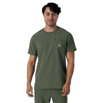 Carhartt Scrubs C16510 Men's Two-Pocket Crew Neck Scrub Top - Olive