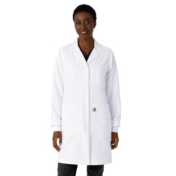 Carhartt Scrubs C74005 Women's Six-Pocket 38" Long Lab Coat - White
