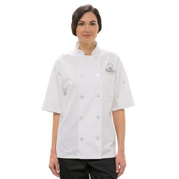 Edwards 3333 Unisex 10-Button Mesh-Back Chef Coat - White