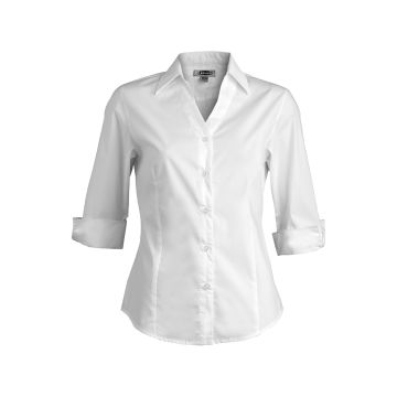 Edwards 5045 Women's 3/4 Sleeve V-Neck Shirt - White