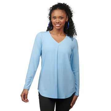 Edwards 5097 Women's Pocketless Soft Pleated Blouse - Blue