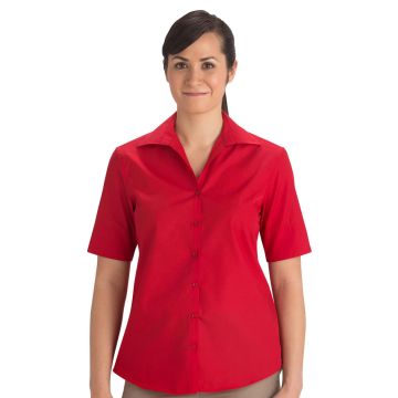 Edwards 5245 Women's Short Sleeve Lightweight Poplin Shirt - Red