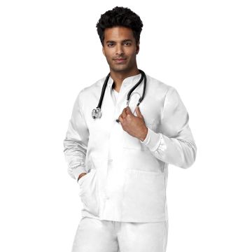 Fundamentals 14780 Unisex 4-Pocket Snap Front Jacket - White