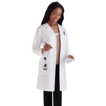 Meta 161 Women's Five-Pocket 37" Full-Length Lab Coat - White
