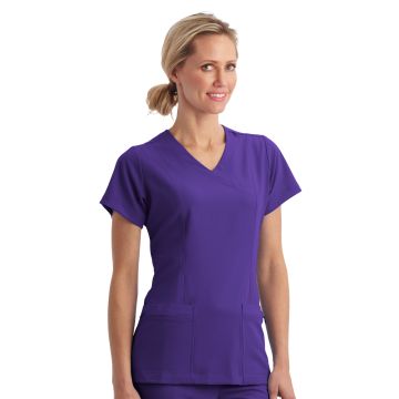 Jockey 2306 Women's 5-Pocket Mock Wrap Top - Purple