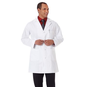 Meta 808 Unisex Five-Pocket 44" Full-Length Lab Coat - White