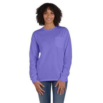 ComfortWash by Hanes GDH250 Unisex Garment-Dyed Long-Sleeve T-Shirt with Pocket - LAVENDER